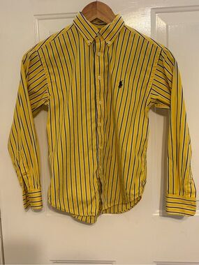Ralph Lauren Beautiful Vibrant Yellow & Blue Long-Sleeve Button-Down Shirt S8-10